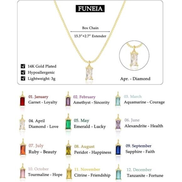 Diamond Necklaces for Women 14K Gold Plated Emerald Birthstone for Women Mothers - Picture 5 of 7